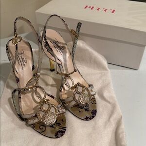Emilio Pucci Floral Embellished Sandals - Multicolor